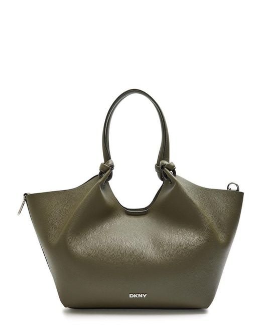 DKNY Green Paula Medium Grained Leather Tote Bag