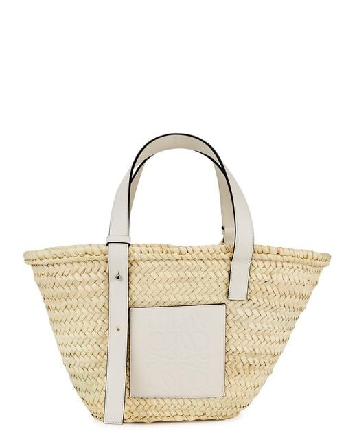 Loewe White Medium Raffia Basket Bag