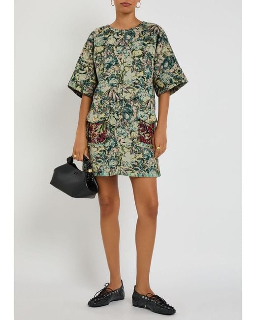 Ganni Tapestry Patterned-Jacquard Woven Mini Kimono Dress in Green | Lyst UK Ganni Tapestry Patterned-Jacquard Woven Mini Kimono Dress in Green | Lyst UK