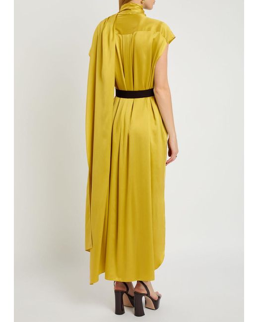 Roksanda Yellow Lysar Asymmetric Draped Silk Gown