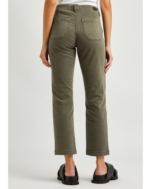PAIGE Green Mayslie Straight-Leg Tapered Jeans