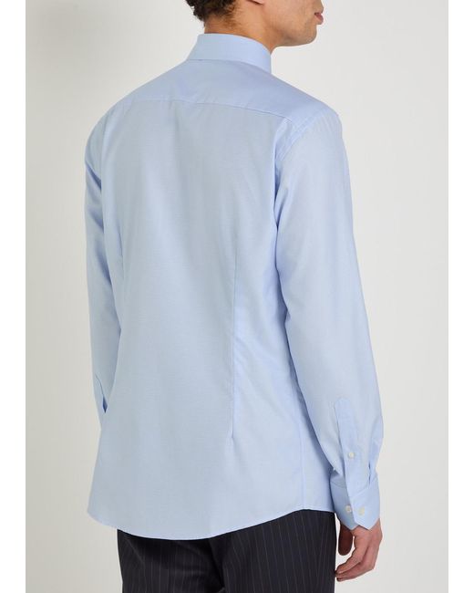 Eton of Sweden Blue Houndstooth Cotton-Twill Shirt for men