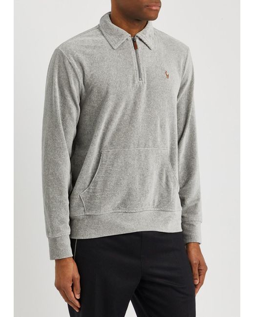 Polo Ralph Lauren Gray Half-zip Velour Sweatshirt for men