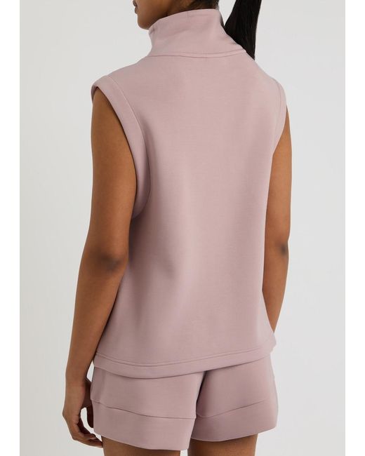 Varley Pink Magnolia Half-Zip Stretch-Jersey Vest