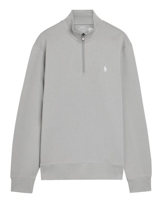 Polo Ralph Lauren Gray Half-Zip Cotton-Blend Sweatshirt for men