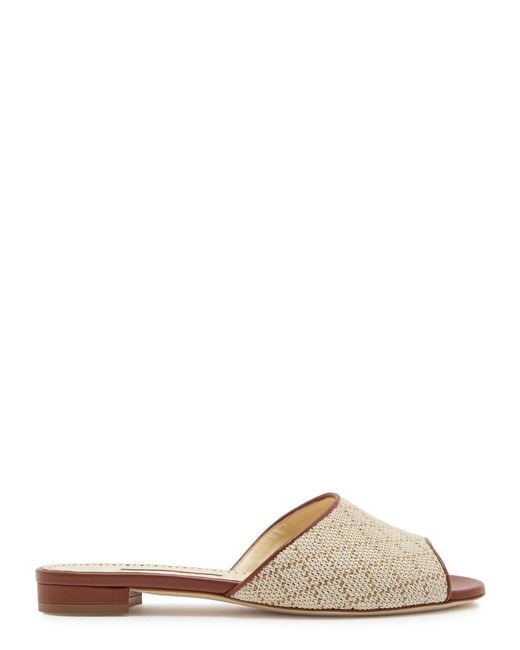 Manolo Blahnik Brown Smirnapla 10 Woven Leather Sandals