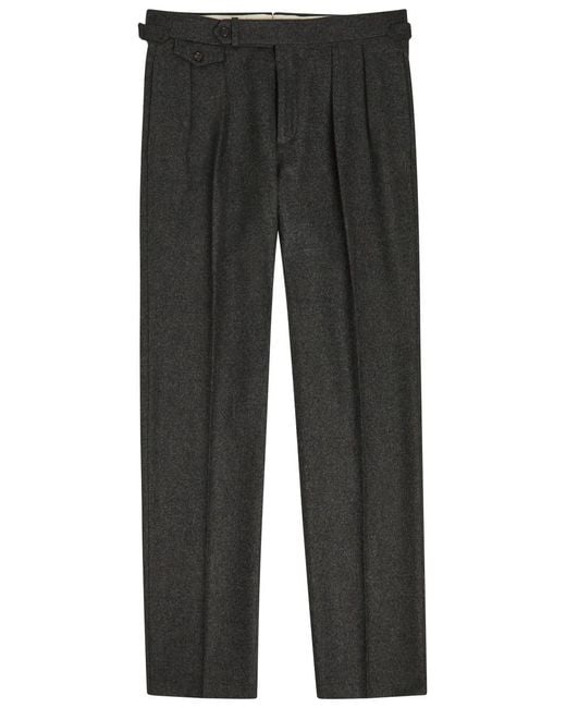 Polo Ralph Lauren Gray Pleated Tapered-Leg Wool Trousers for men