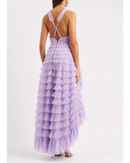 Needle & Thread Purple Mia Ruffled Tulle Gown