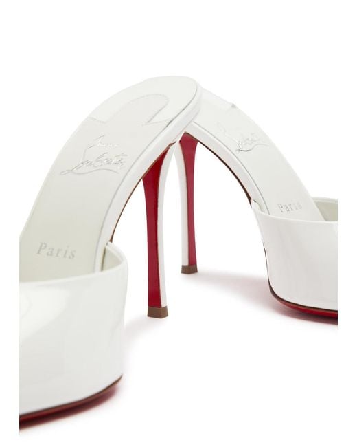Christian Louboutin White Me Dolly 100 Peep-Toe Patent Leather Mules