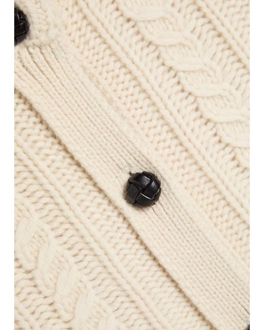 FRAME Natural Cable-Knit Cashmere Cardigan