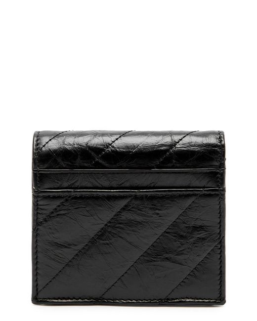 Balenciaga Black Crush Crinkled Leather Wallet
