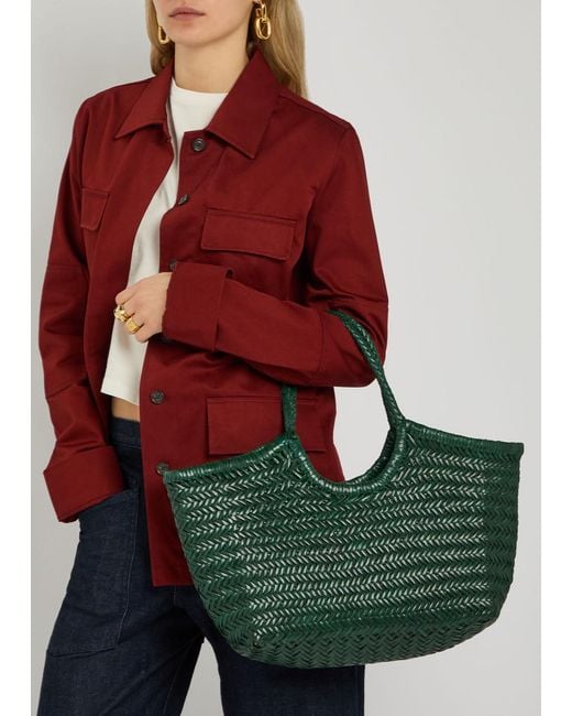 Dragon Diffusion Green Nantucket Big Woven Leather Tote Bag