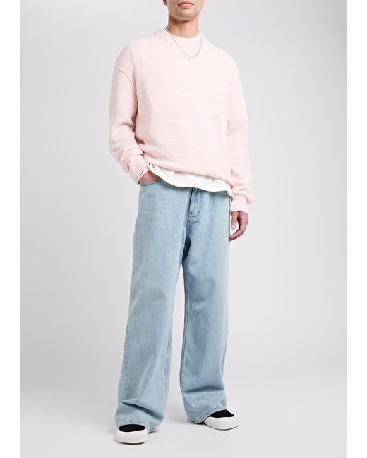 Acne Pink Textured Wool-Blend Jumper for men