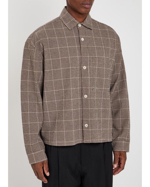 MKI Miyuki-Zoku Brown Checked Textured Woven Shirt for men