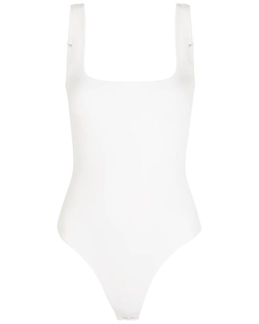 GOOD AMERICAN White Scuba Modern Tank Stretch-Jersey Bodysuit