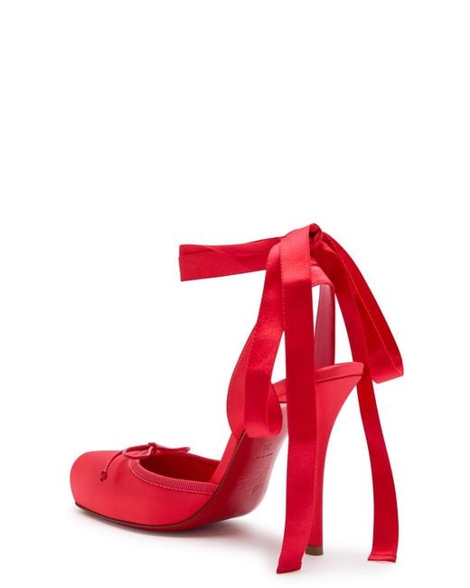 Christian Louboutin Red Cassia Lace Up 100 Crepe-Satin Pumps