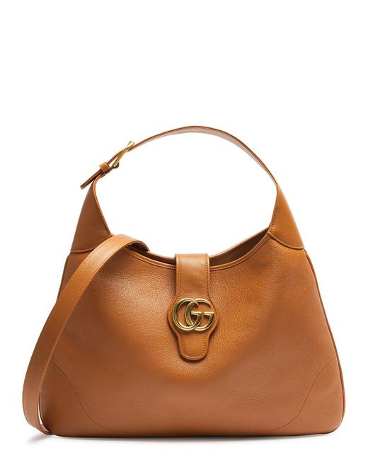Gucci Brown Aphrodite Large Leather Shoulder Bag