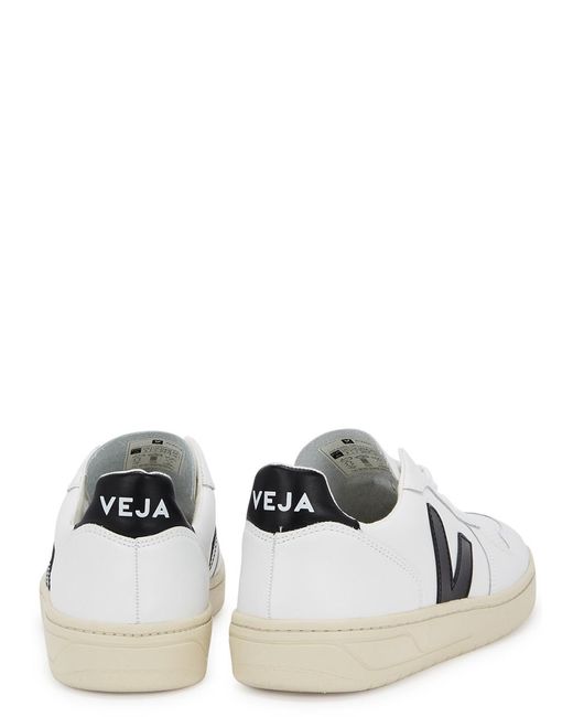 Veja White V-10 Leather Sneakers, Sneakers, Leather, And