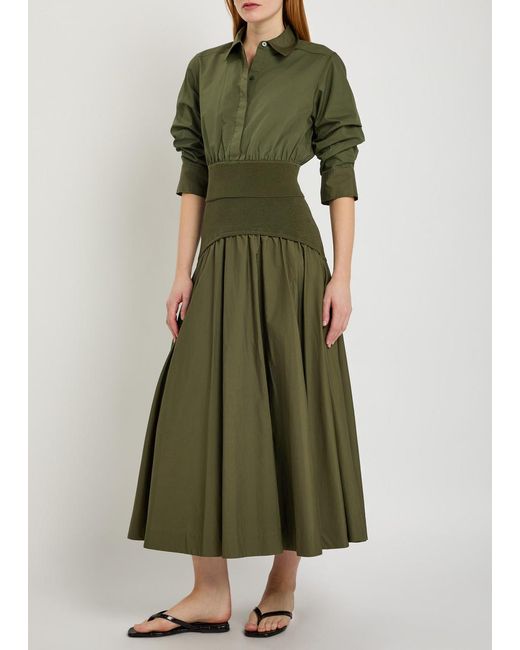 Jonathan Simkhai Green Stiles Cotton-Poplin Cropped Shirt