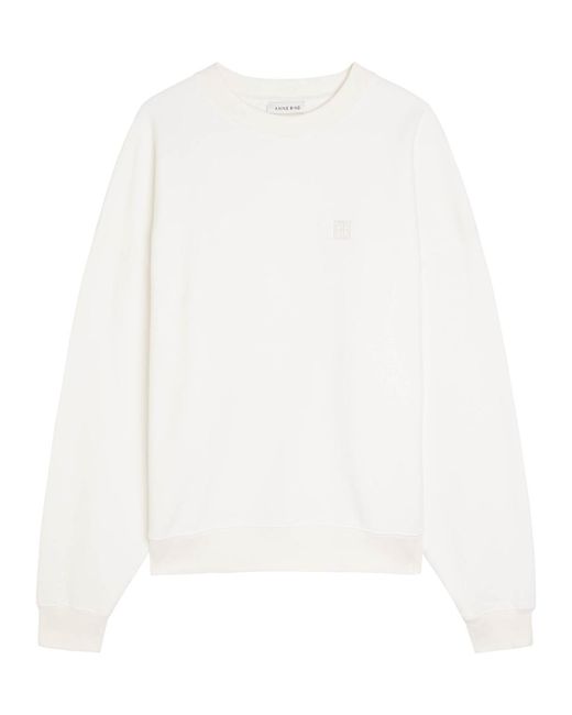 Anine Bing White Miles Logo Cotton Sweatshirt