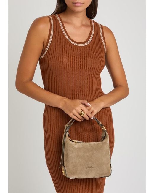 Tod's Brown Mini Suede Top Handle Bag