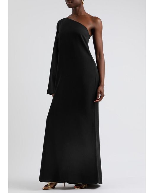 ‎Taller Marmo Black Balear One-Shoulder Draped Maxi Dress