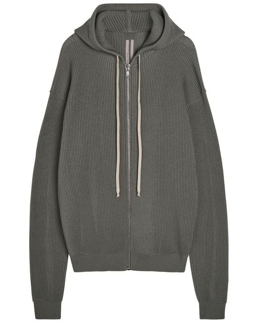 Rick Owens Gray Hooded Wool Jumper for men