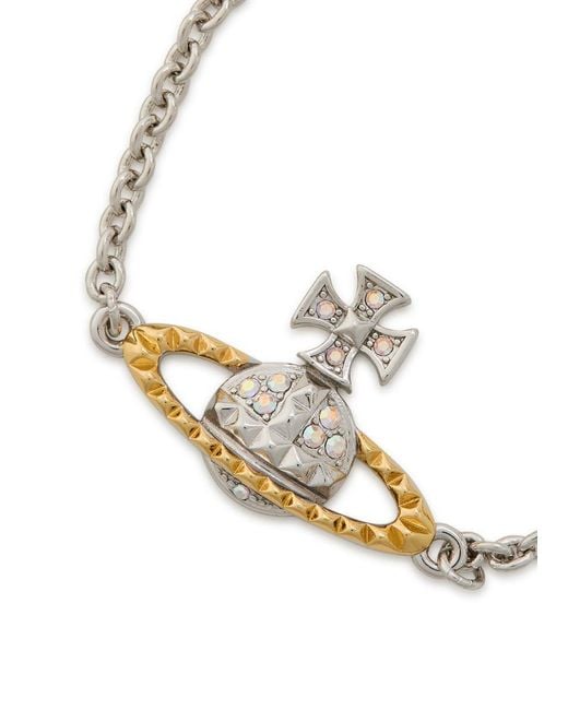 Vivienne Westwood Metallic Mayfair Bas Relief Two-Toned Rhodium-Plated Bracelet