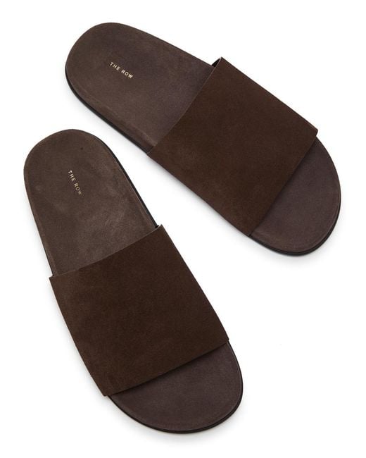 The Row Brown Hugh Suede Sliders