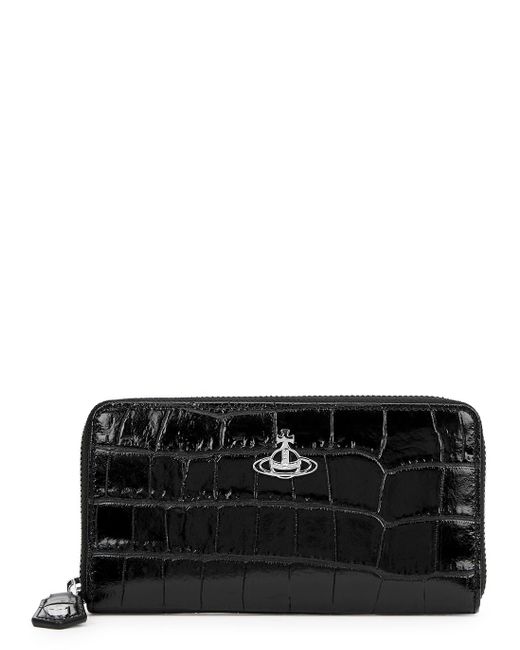 Vivienne Westwood Black Crocodile-effect Leather Wallet | Lyst