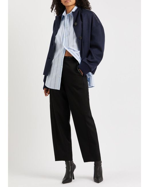 Marni Black Embroidered Tapered-leg Wool Trousers