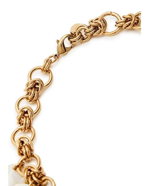 Rabanne Metallic Shell Disc Pearl Necklace