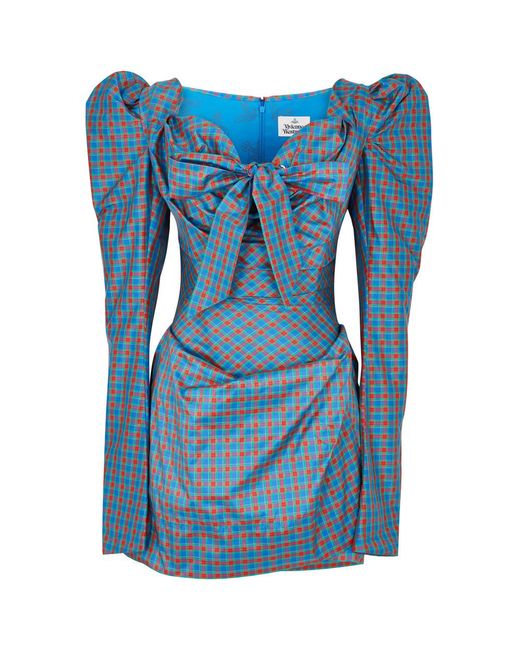 Vivienne Westwood Blue Iwona Checked Taffeta Mini Dress