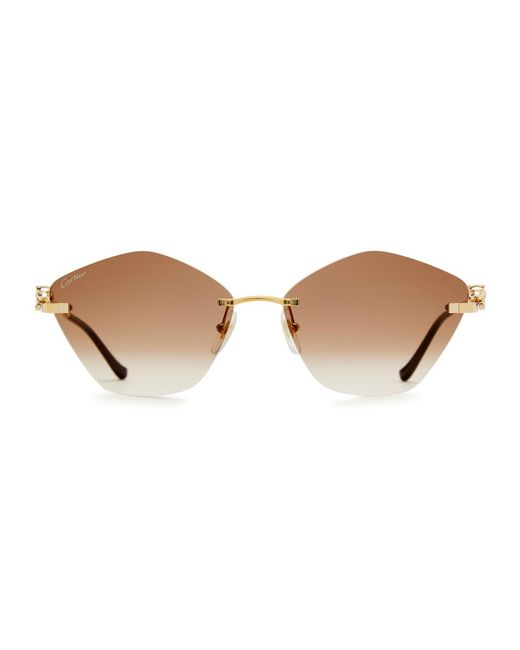 Cartier White Rimless Hexagon-frame Sunglasses