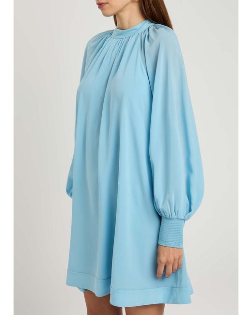 Alice + Olivia Blue Gracen Trapeze Chiffon Mini Dress
