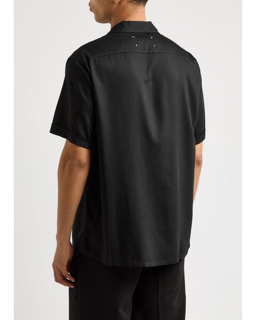 Maison Margiela Black Logo-Embroidered Jersey Shirt for men