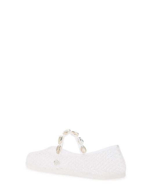 Ancient Greek Sandals White Iro Shell-Embellished Sandals