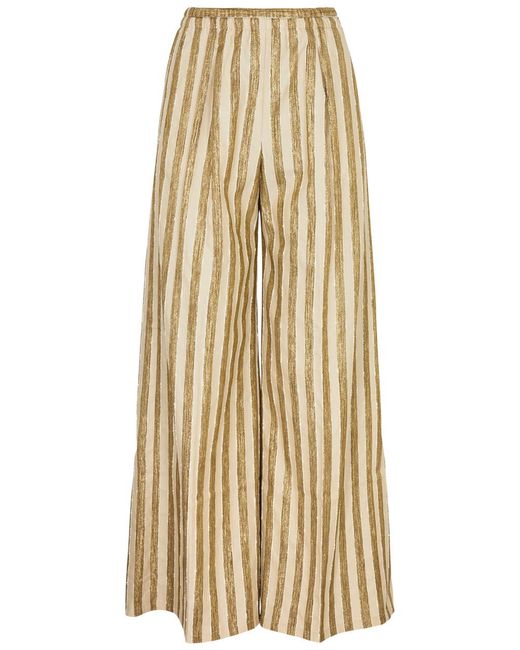 Forte Forte Natural Striped Lamé Woven Trousers
