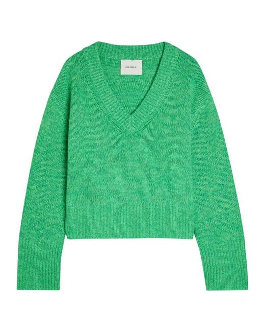 Lisa Yang Green Aletta V-Neck Cashmere Jumper