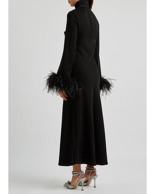 16Arlington Black Odessa Feather-Trimmed Maxi Dress