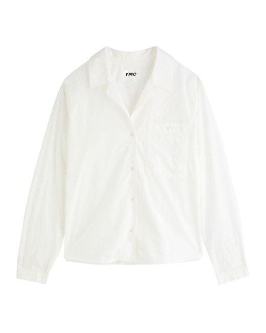 YMC White Annie Pleated Cotton-Poplin Shirt