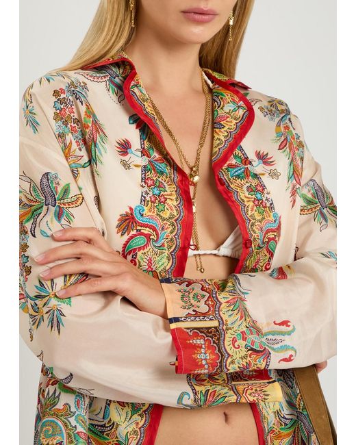 Etro Multicolor Printed Silk Cover-Up Shirt
