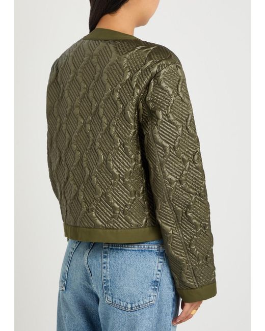 Moncler Green Libellule Quilted Geometric Nylon Jacket
