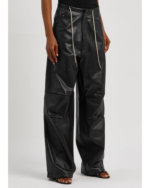 DARKPARK Black Daisy Wide-leg Leather Trousers