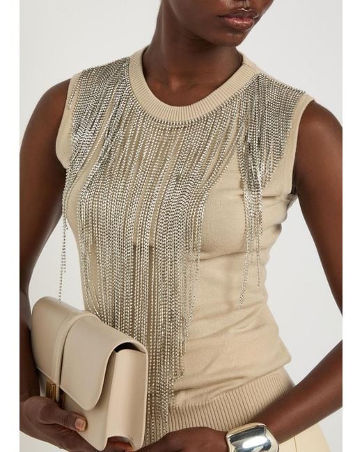 Sportmax Natural Crystal-Embellished Fine-Knit Top