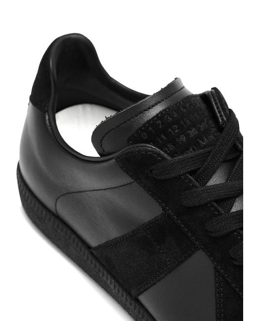 Maison Margiela Black Replica Panelled Leather Sneakers for men