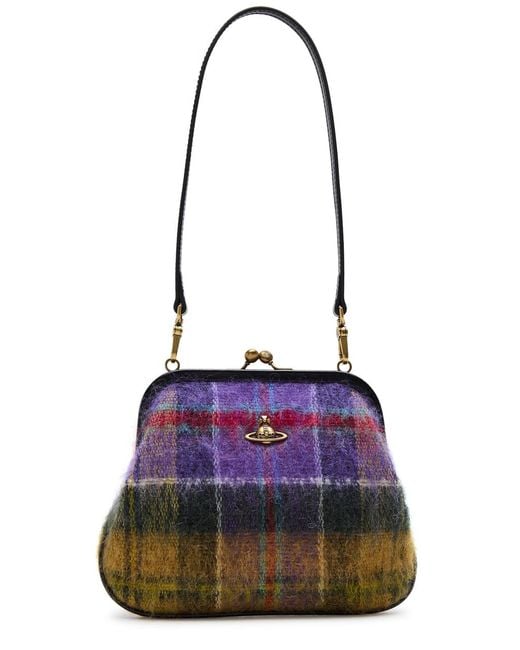 Vivienne Westwood Vivienne's Tartan Brushed Shoulder Bag in Purple
