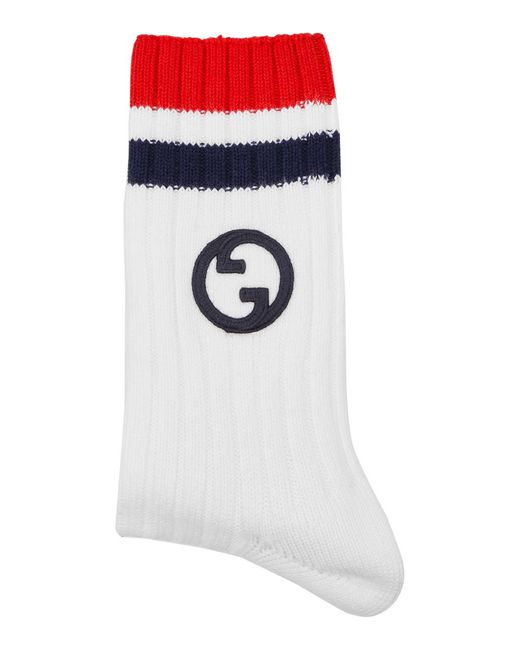 Gucci White GG Logo Socks for men