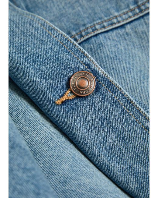 Tory Burch Blue Logo Washed Denim Barn Jacket
