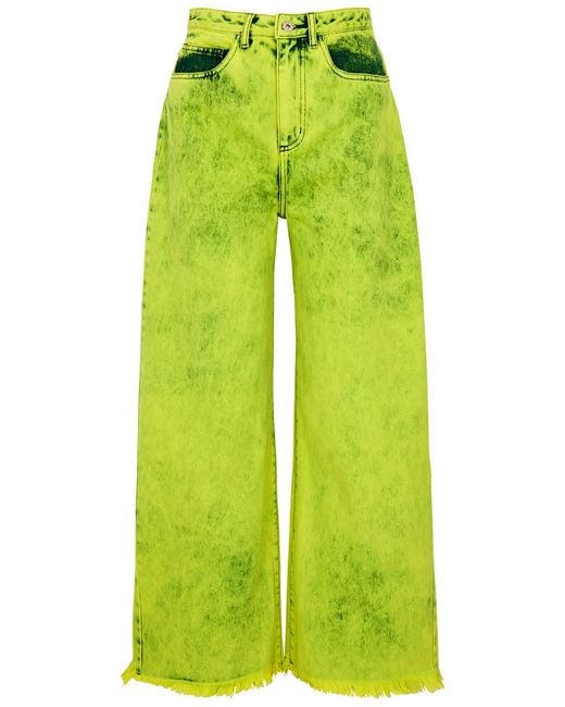 Marques'Almeida Green Overdyed Wide-leg Jeans